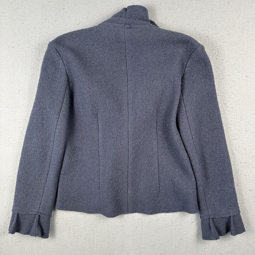 Vivian Shyu Wool Blazer Jacket Women’s Small Navy Blue Ruffle Button Front - Picture 12 of 16